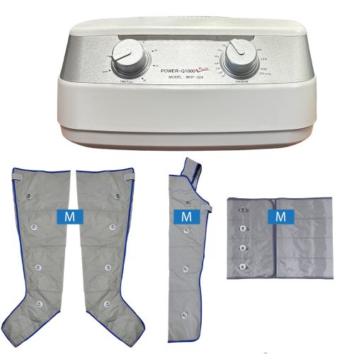 Power Q-1000 Plus Lymphdrainage gerät Set - M Beinmanschetten Paar, M Armmanschetten und M Taillenmanschette