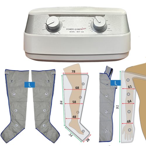 Power Q-1000 Plus Lymphdrainage gerät Set - L Beinmanschetten Paar und L Armmanschette