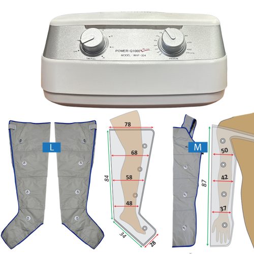 Power Q-1000 Plus Lymphdrainage gerät Set - L Beinmanschetten Paar und M Armmanschette
