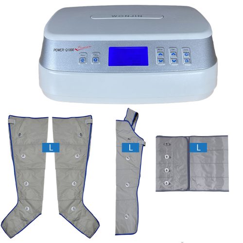 Power Q-1000 Premium Lymphdrainage gerät Set - L Beinmanschetten Paar, L Armmanschette und L Taillenmanschette