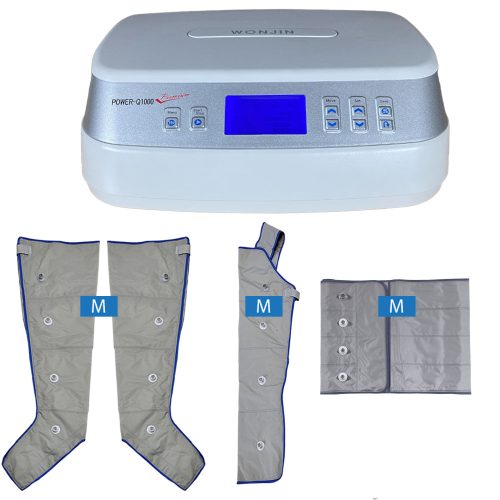 Power Q-1000 Premium Lymphdrainage gerät Set - M Beinmanschetten Paar, M Armmanschette und M Taillenmanschette