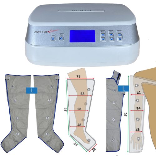 Power Q-1000 Premium Lymphdrainage gerät Set - L Beinmanschetten Paar und L Armmanschette
