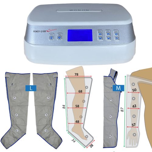 Power Q-1000 Premium Lymphdrainage gerät Set - L Beinmanschetten Paar und M Armmanschette