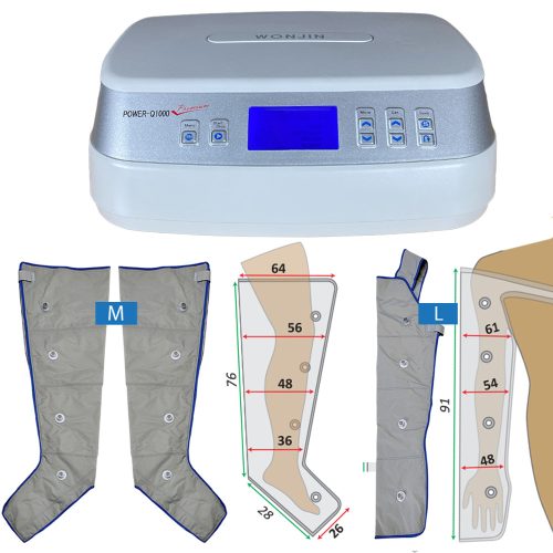 Power Q-1000 Premium Lymphdrainage gerät Set - M Beinmanschetten Paar und L Armmanschette