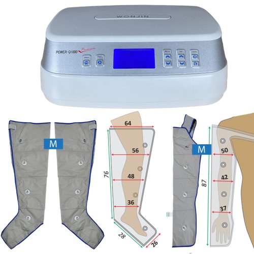 Power Q-1000 Premium Lymphdrainage gerät Set - M Beinmanschetten Paar und M Armmanschette