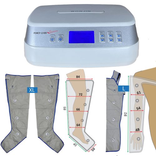 Power Q-1000 Premium Lymphdrainage gerät Set - XL Beinmanschetten Paar und L Armmanschette