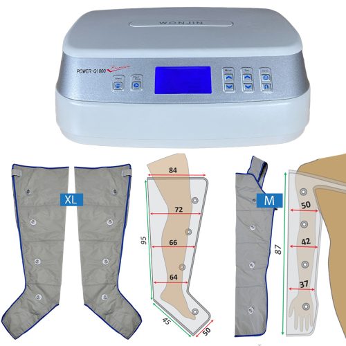 Power Q-1000 Premium Lymphdrainage gerät Set - XL Beinmanschetten Paar und M Armmanschette