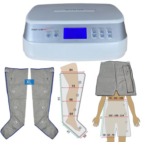 Power Q-1000 Premium Lymphdrainage gerät Set - XL Beinmanschetten Paar und Hosenmanschetten