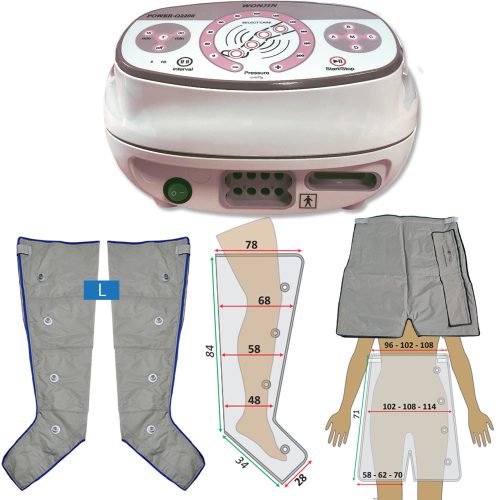 Power Q-2200 Lymphdrainage gerät Set - L Beinmanschetten Paar und M-Taillenmanschette
