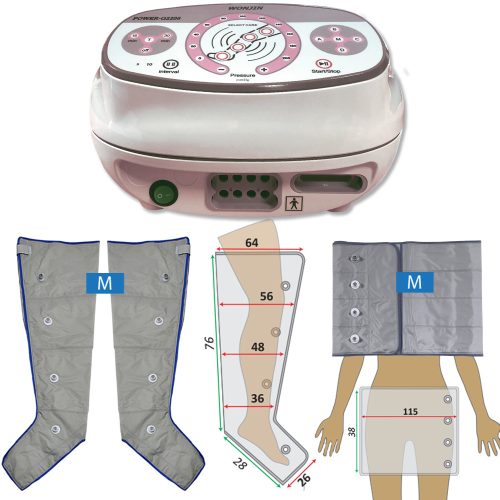 Power Q-2200 Lymphdrainage gerät Set - M Beinmanschetten Paar und M Taillenmanschette