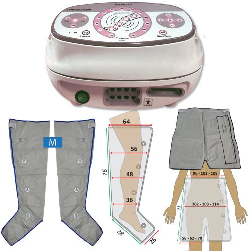 Power Q-2200 Lymphdrainage gerät Set - M Beinmanschetten Paar und M Taillenmanschette